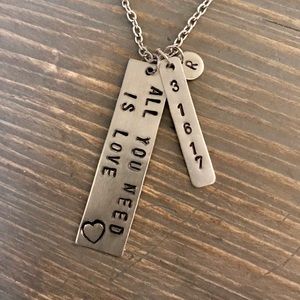 handmade Jewelry - Hand stamped custom All You Need Is Love necklace handmade Jewelry - Hand stamped custom All You Need Is Love necklace